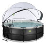 EXIT Black Leather pool ø427x122cm with sand filter pump and dome - black