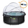 EXIT Black Leather pool ø360x122cm with sand filter pump and dome and accessory set - black