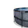 EXIT Stone pool ø450x122cm with sand filter pump and dome - grey