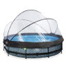 EXIT Stone pool ø360x76cm with filter pump and dome - grey