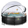 EXIT Black Leather pool ø427x122cm with sand filter pump and dome and accessory set - black