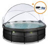 EXIT Black Leather pool ø427x122cm with sand filter pump and dome and accessory set - black