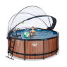 EXIT Wood pool ø360x122cm with sand filter pump and dome - brown