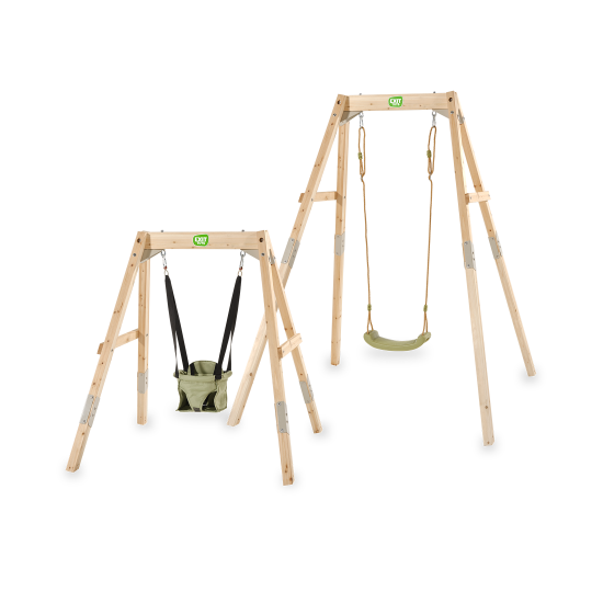 The EXIT Silvi swings are sturdy wooden swings for every family. They are available in three variants and offer years of play fun in the garden.